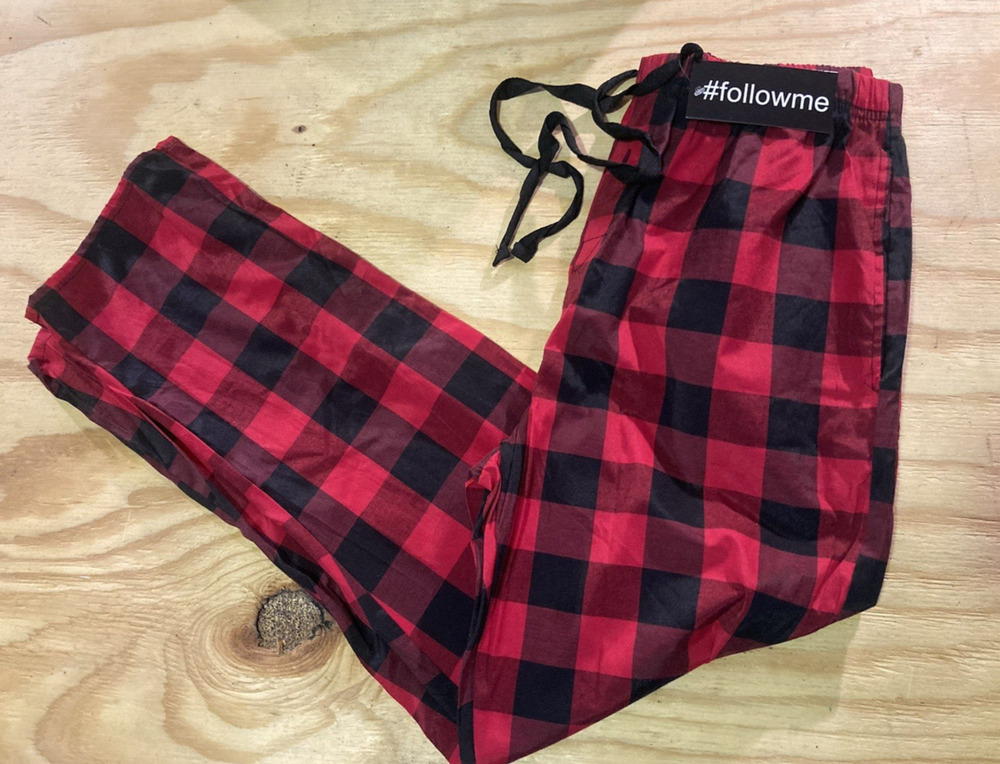 #Followme Red Black Plaid Unisex M Waist Pajama Pants Bottoms Sleeping Lounging